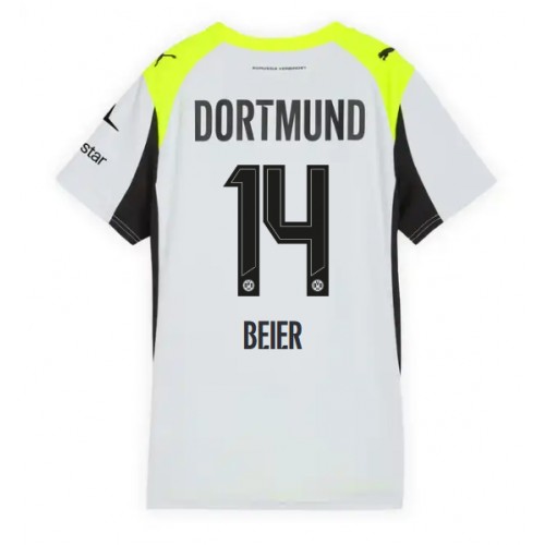 Stroje piłkarskie Borussia Dortmund Maximilian Beier #14 Koszulka Wyjazdowej dla damskie 2025-26 Krótki Rękaw